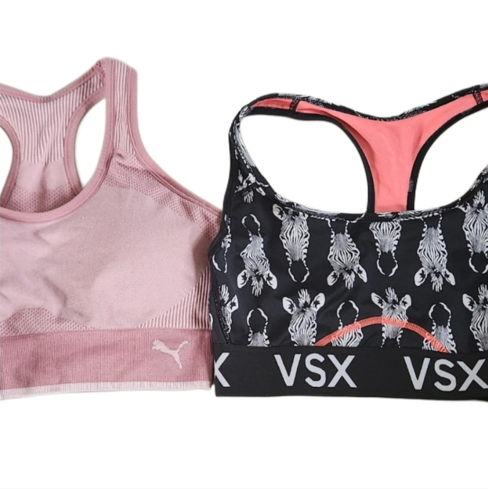 Puma/VSX Sports Bras Sm Pink And Black Zebra Comfort Band‎ Athleisure